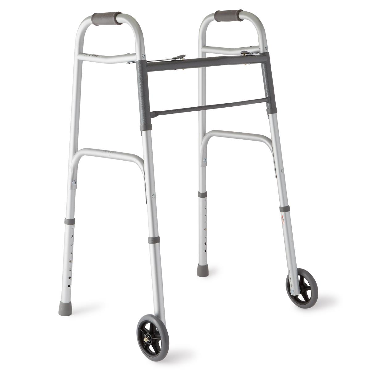 Walker Adult 2 button basic with 5" wheels Aluminum
