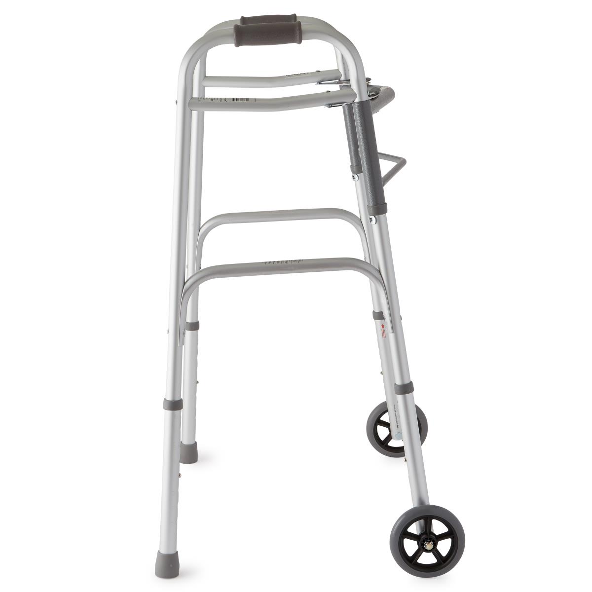 Walker Adult 2 button basic with 5" wheels Aluminum